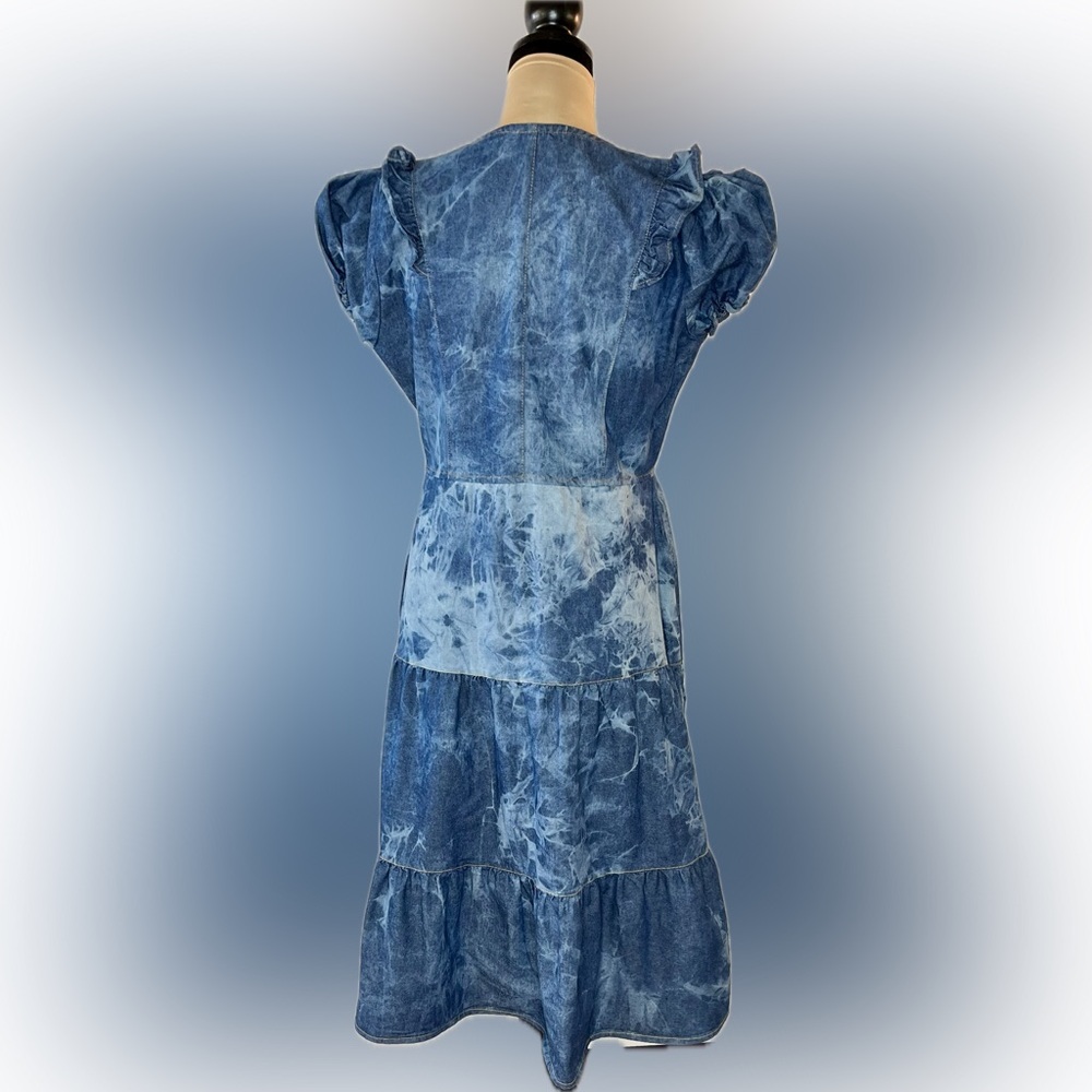 D’ Vanelle Elegant Blue Tie-Dye Denim Dress, size M - Picture 4 of 17